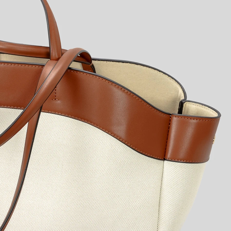 Dennis תיק שק גדול משולב קנבס ודמוי עור