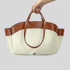 Dennis תיק שק גדול משולב קנבס ודמוי עור